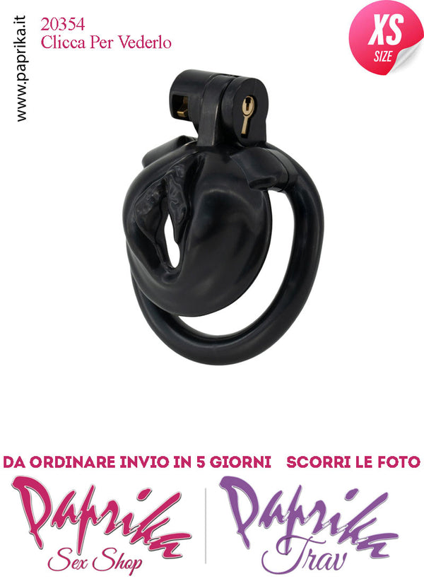 Cintura Di Castità Maschile Pussy Sissy ExtraSmall Nero Chastity Cage Abs 4 Anelli