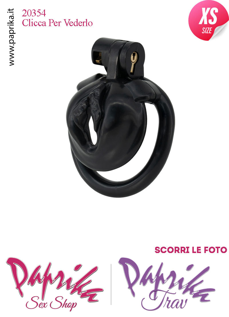 Cintura Di Castità Maschile Pussy Sissy ExtraSmall Nero Chastity Cage Abs 4 Anelli