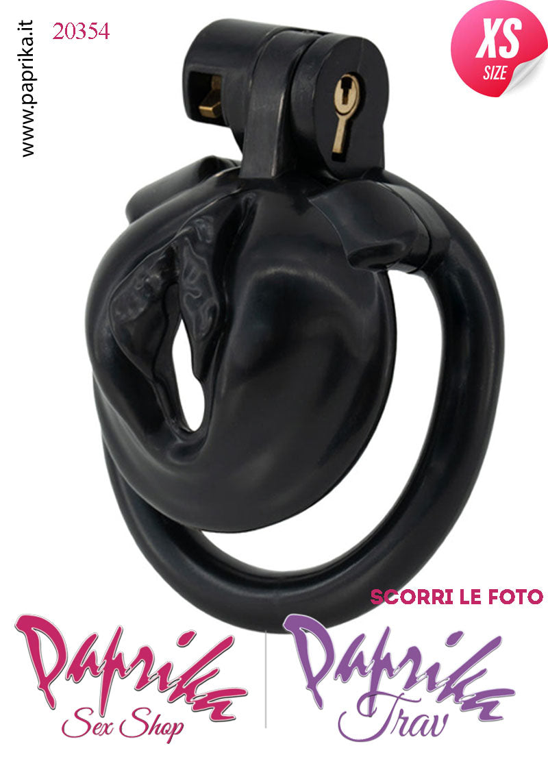 Cintura Di Castità Maschile Pussy Sissy ExtraSmall Nero Chastity Cage Abs 4 Anelli