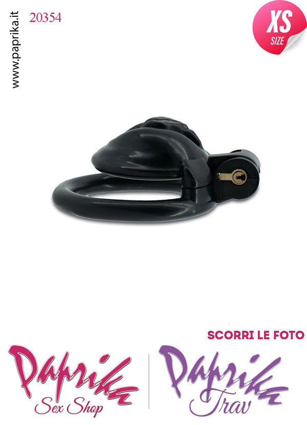 Cintura Di Castità Maschile Pussy Sissy ExtraSmall Nero Chastity Cage Abs 4 Anelli