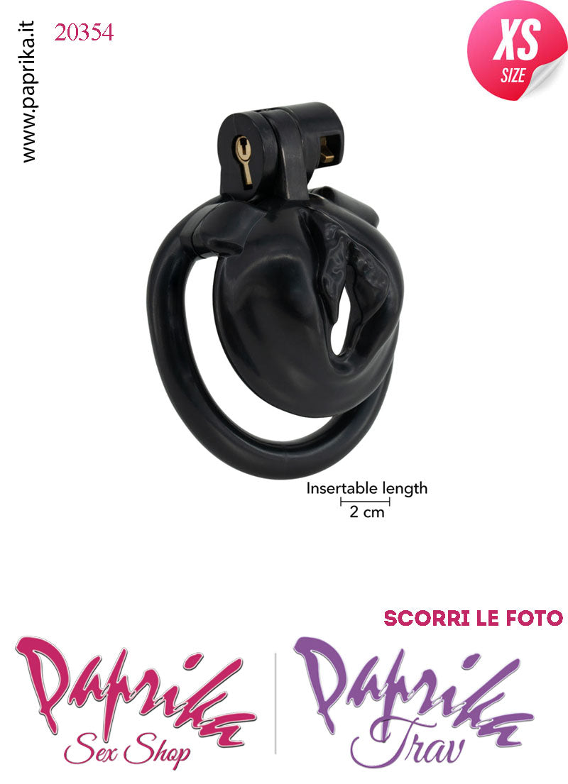 Cintura Di Castità Maschile Pussy Sissy ExtraSmall Nero Chastity Cage Abs 4 Anelli