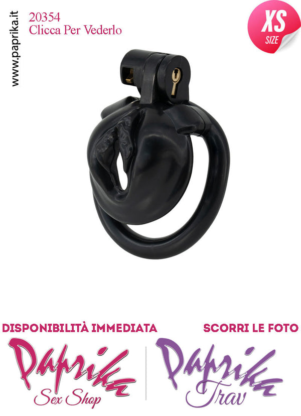 Cintura Di Castità Maschile Pussy Sissy ExtraSmall Nero Chastity Cage Abs 4 Anelli