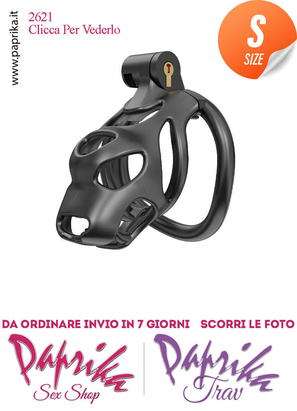 Cintura Di Castità Maschile Small PC07 Dog Chastity Cage Abs Traforato 5 Anelli