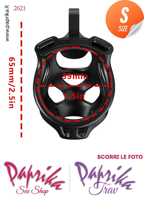 Cintura Di Castità Maschile Small PC07 Dog Chastity Cage Abs Traforato 5 Anelli