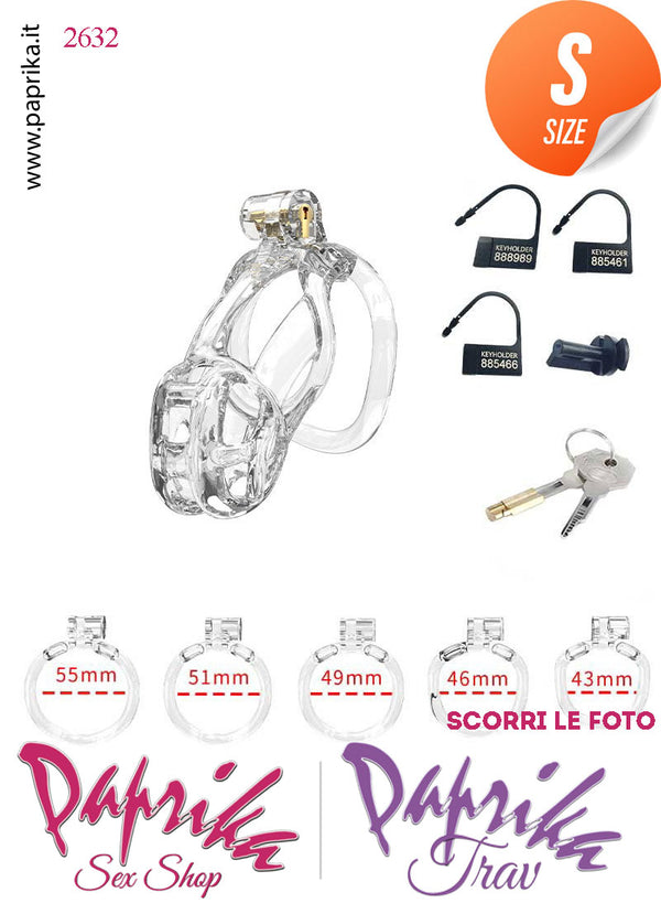 Cintura Di Castità Maschile Small PC11 Chastity Cage Abs Apertura 5 Anelli