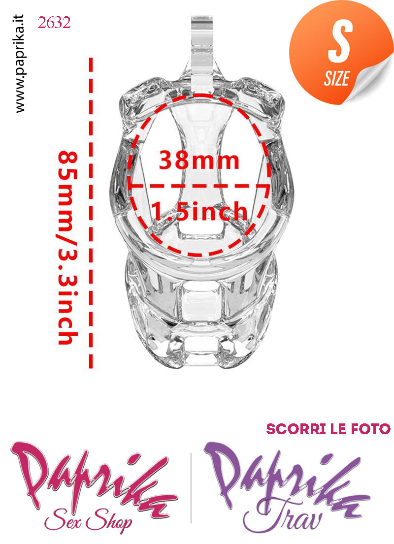 Cintura Di Castità Maschile Small PC11 Chastity Cage Abs Apertura 5 Anelli