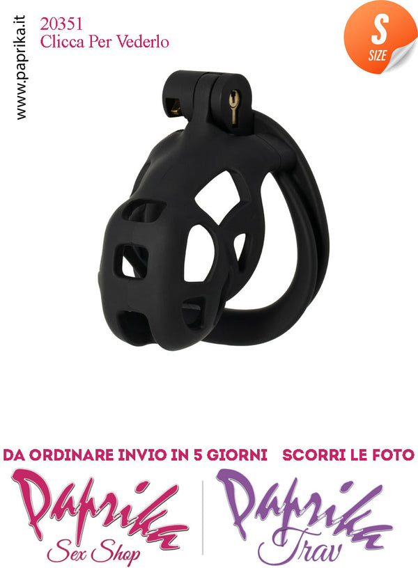 Cintura Di Castità Maschile Small Nera Chastity Cage Abs 4 Anelli