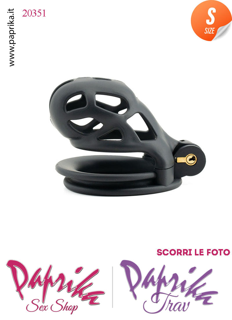 Cintura Di Castità Maschile Small Nera Chastity Cage Abs 4 Anelli