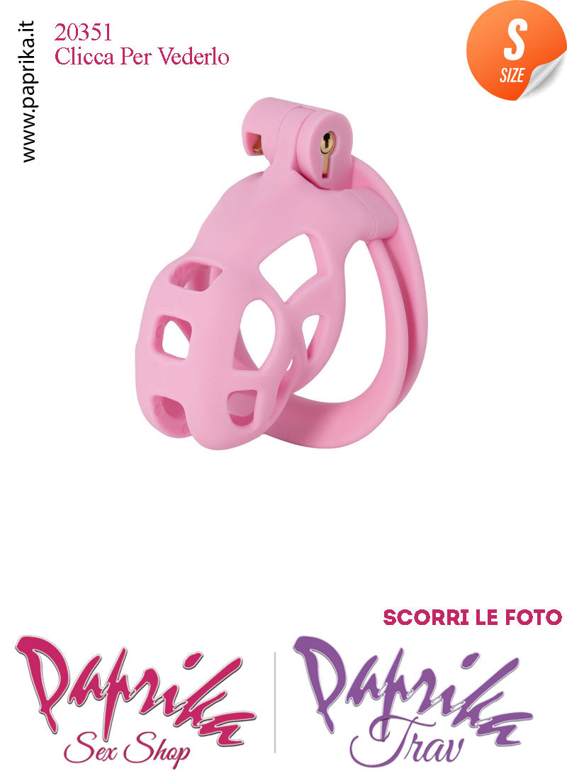 Cintura Di Castità Maschile Small Rosa Chastity Cage Abs 4 Anelli