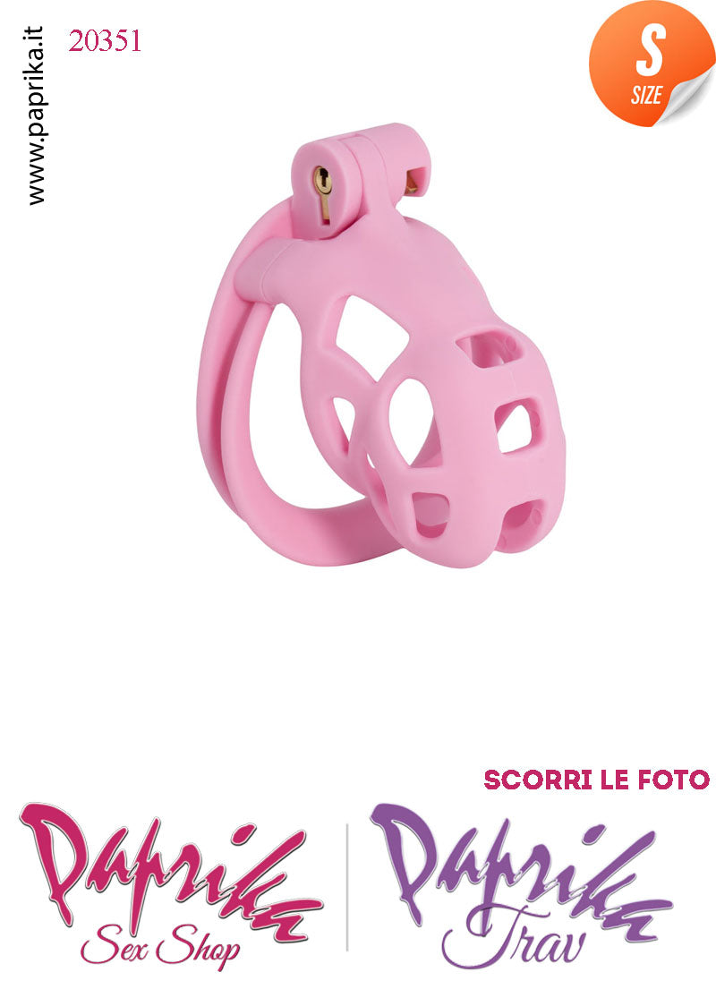 Cintura Di Castità Maschile Small Rosa Chastity Cage Abs 4 Anelli