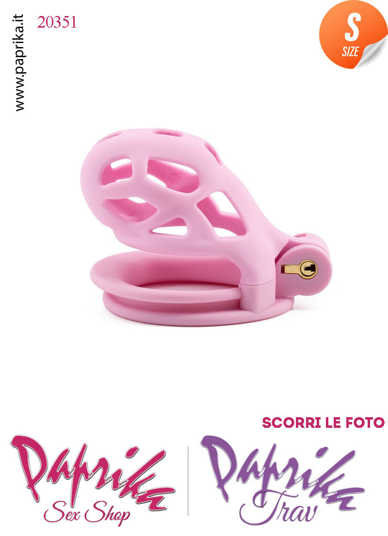 Cintura Di Castità Maschile Small Rosa Chastity Cage Abs 4 Anelli
