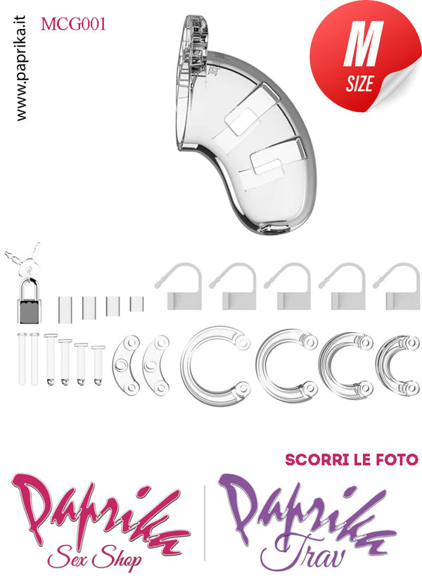 Cintura Di Castità Maschile Trasparente Chastity Cage Policarbonato Lucchetto Metallo