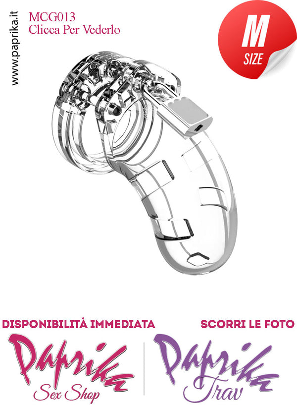 Cintura Di Castità Chastity Cage Maschile Policarbonato Trasparente 2 Aperture Laterali