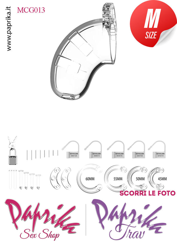 Cintura Di Castità Chastity Cage Maschile Policarbonato Trasparente 2 Aperture Laterali