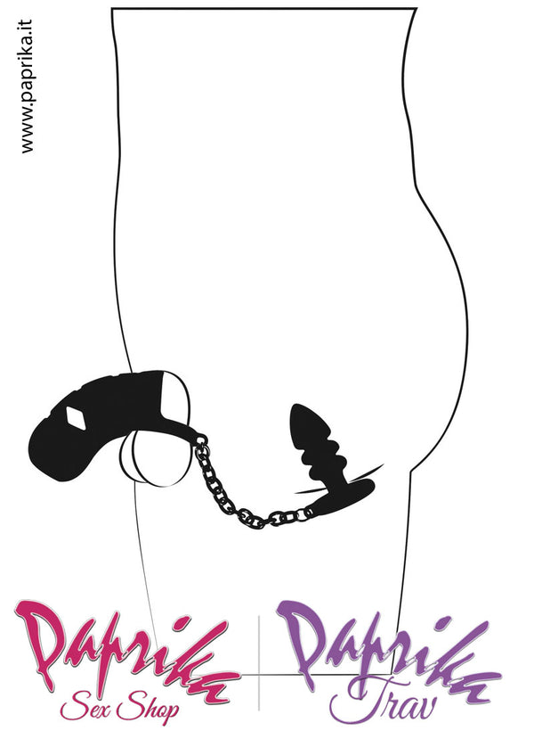 Cintura Di Castità Maschile Plug Catenella Cock Cage Corta Silicone