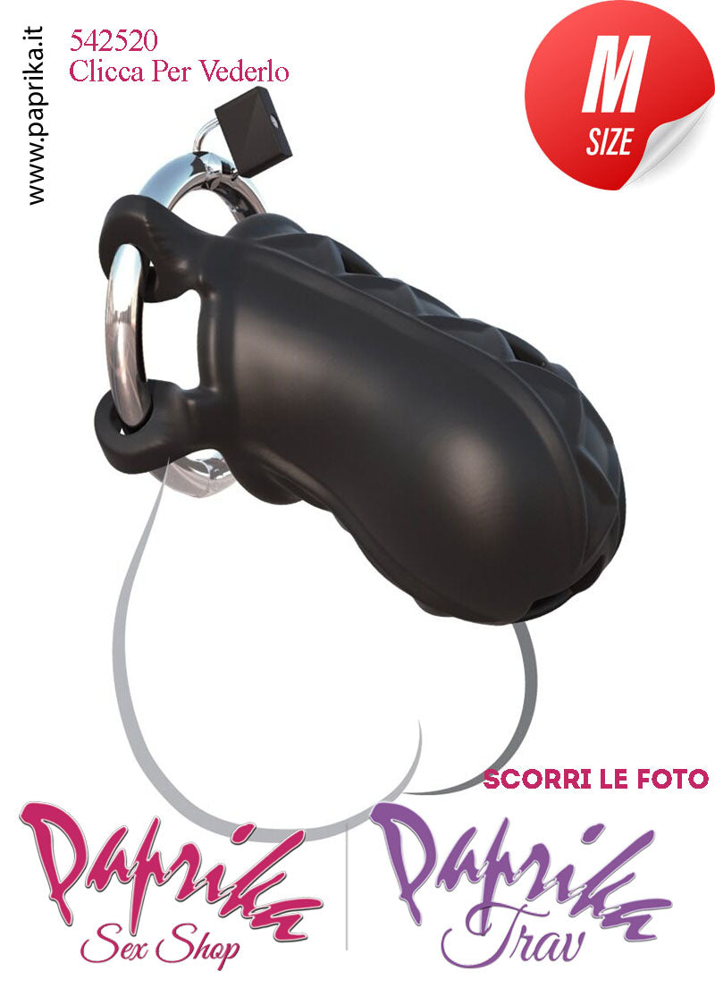 Cintura Di Castità Maschile Slave Aperta Rombi Silicone Lucchetto Nera