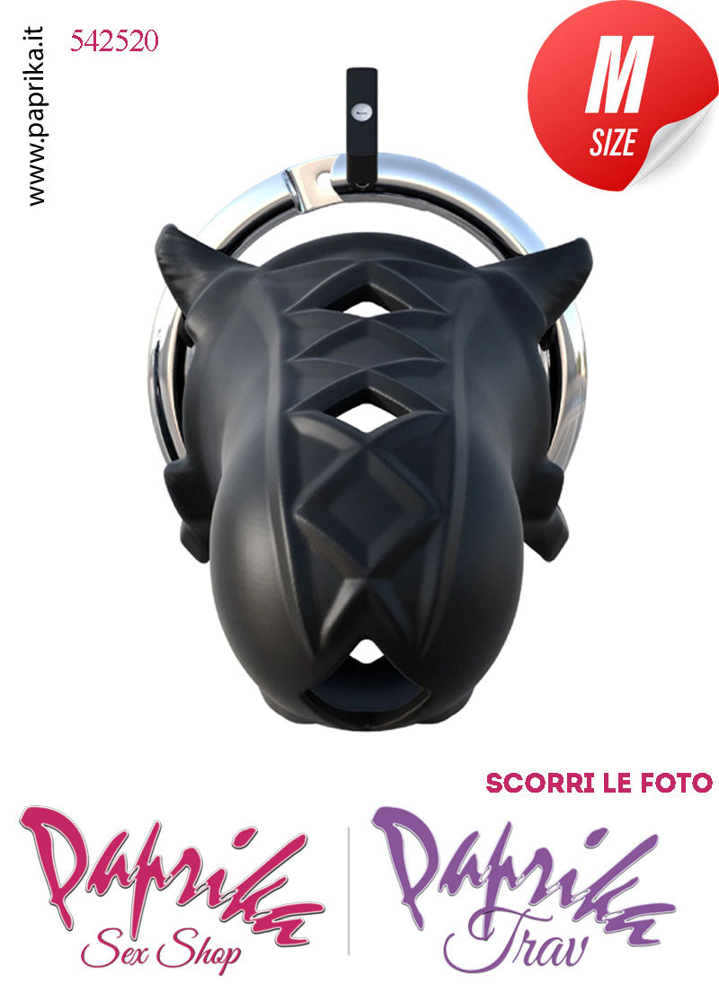 Cintura Di Castità Maschile Slave Aperta Rombi Silicone Lucchetto Nera