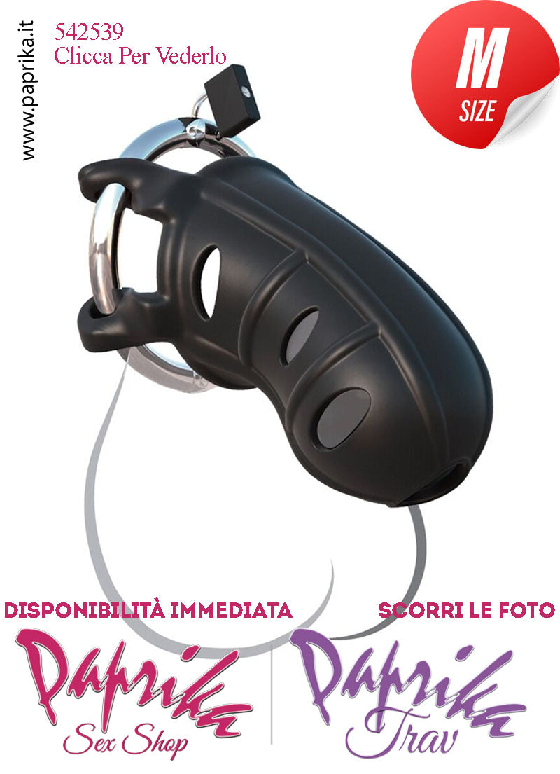 Cintura Di Castità Maschile Slave Aperta Silicone Lucchetto Metallo Nera