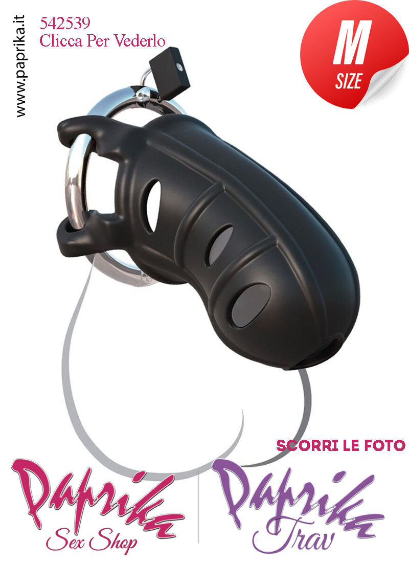 Cintura Di Castità Maschile Slave Aperta Silicone Lucchetto Metallo Nera