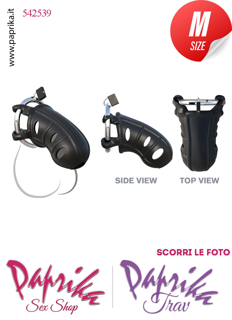 Cintura Di Castità Maschile Slave Aperta Silicone Lucchetto Metallo Nera