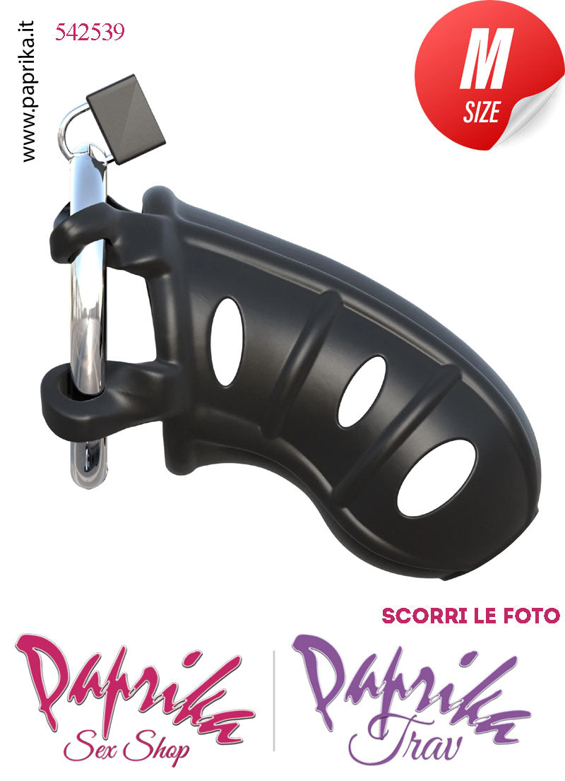 Cintura Di Castità Maschile Slave Aperta Silicone Lucchetto Metallo Nera