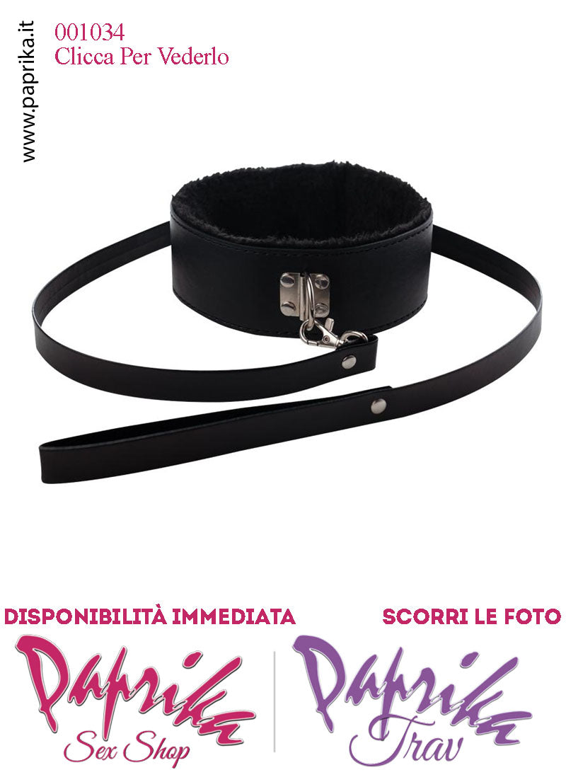 Collare Alto 55 mm Ecopelle Anello Guinzaglio Ecopelle Moschettone