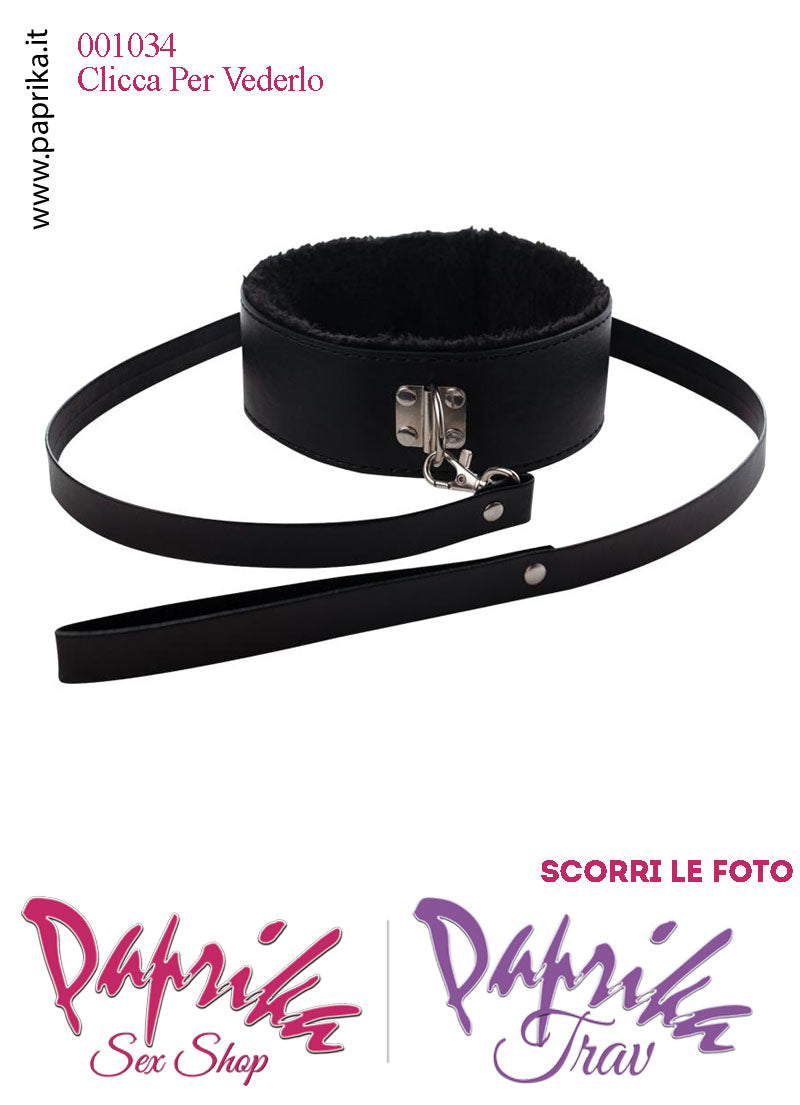 Collare Alto 55 mm Ecopelle Anello Guinzaglio Ecopelle Moschettone