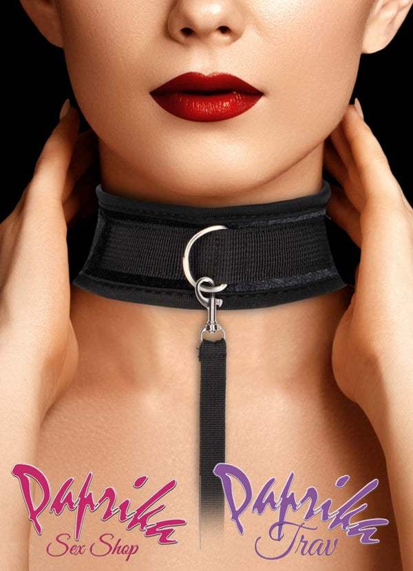 Collare Sadomaso Velluto Imbottito Guinzaglio Lungo