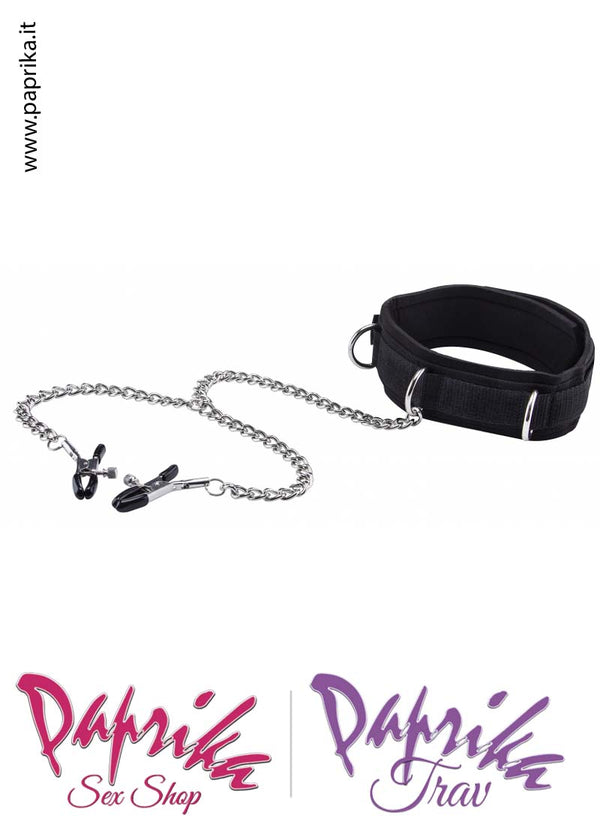 Collare Basso Neoprene  Pinzette Regolabili Capezzoli 3 Anelli