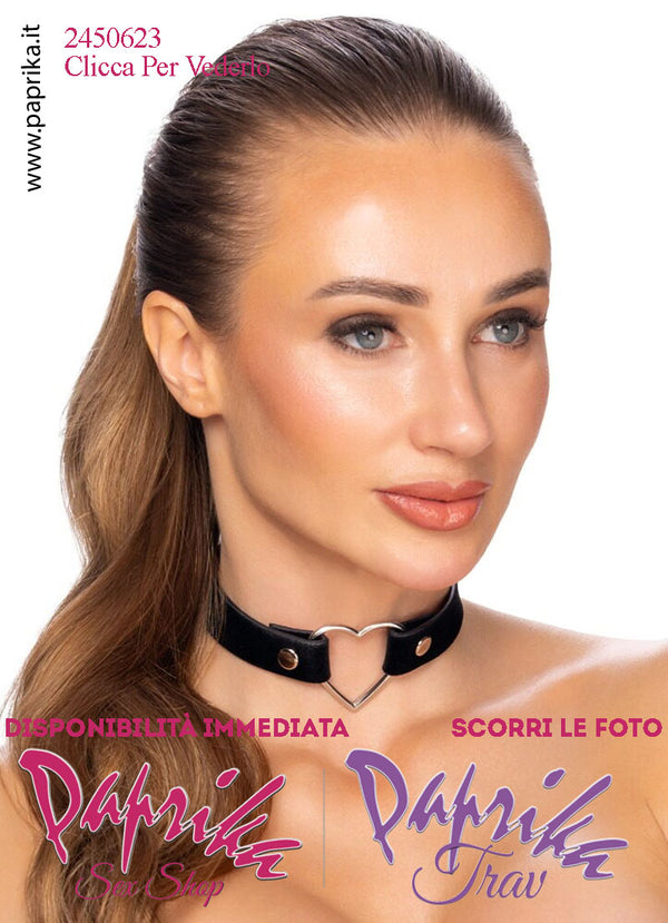 Collarino Morbido Altezza 22 mm Cuore Metallo Regolazione 4 Automatici Posteriori