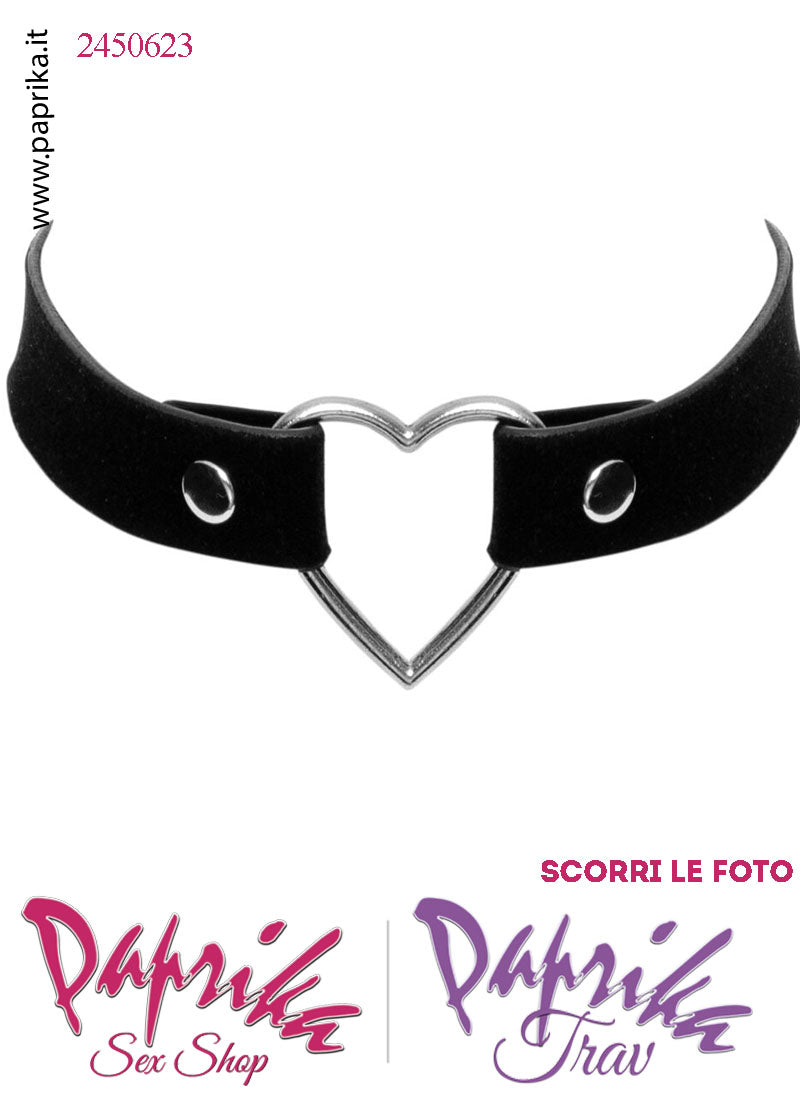 Collarino Morbido Altezza 22 mm Cuore Metallo Regolazione 4 Automatici Posteriori