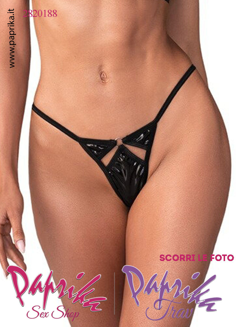 Completino 2 Pezzi Sexy Vernice Lucida Reggiseno Perizoma Chiuso