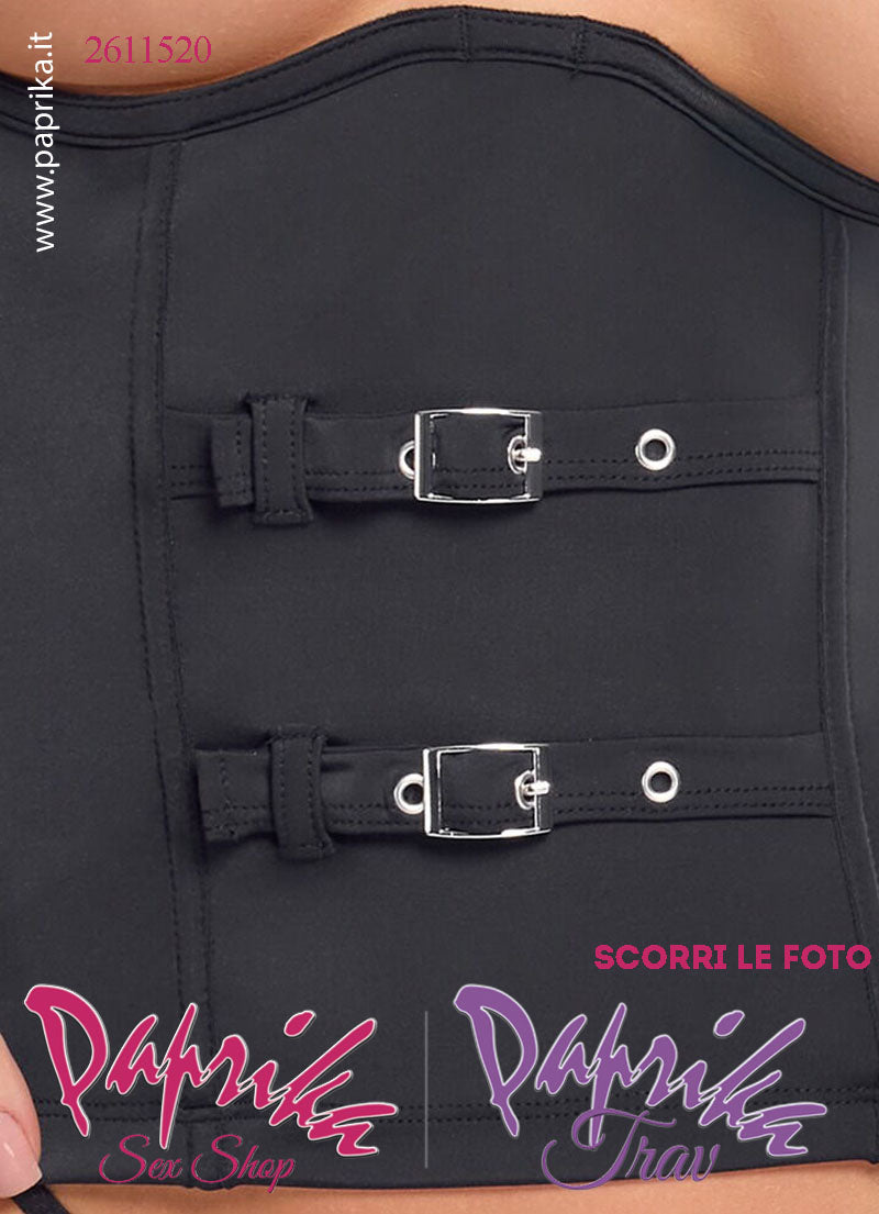 Corpetto Seno Nudo 2 fibbie Davanti Gancetti  Posteriori Perizoma String