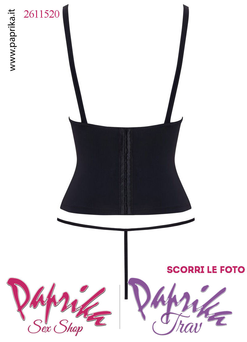 Corpetto Seno Nudo 2 fibbie Davanti Gancetti  Posteriori Perizoma String