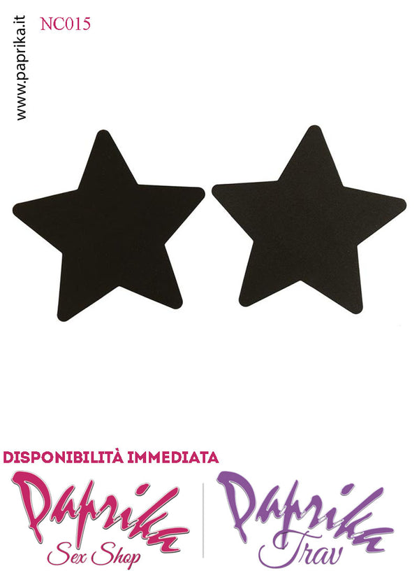 Copri Capezzoli Adesivi Stella Nera Glitter Brillante Effetto Luccicante