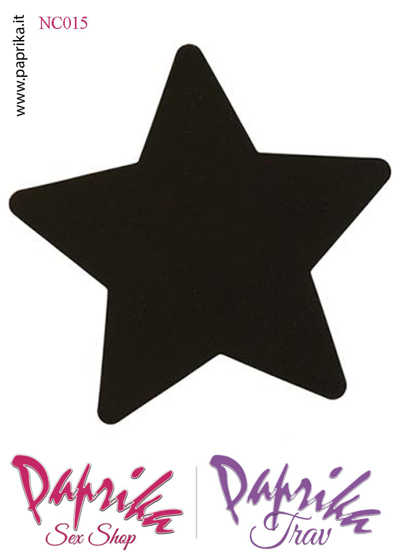 Copri Capezzoli Adesivi Stella Nera Glitter Brillante Effetto Luccicante