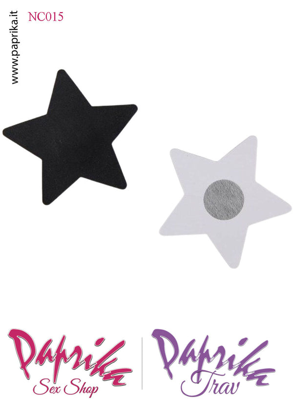 Copri Capezzoli Adesivi Stella Nera Glitter Brillante Effetto Luccicante