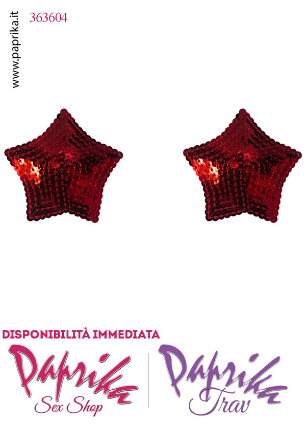 Copri Capezzoli Adesivi Stella Rossa Paillettes Lucide Biadesivo