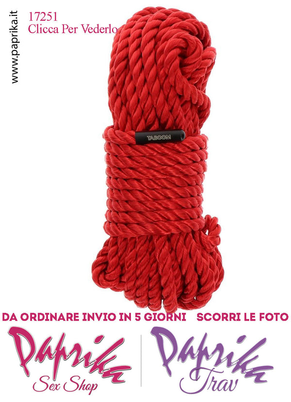 Corda Bondage Shibari Sintetica Morbida Delicata Rosso 10 Metri Ø 7 mm