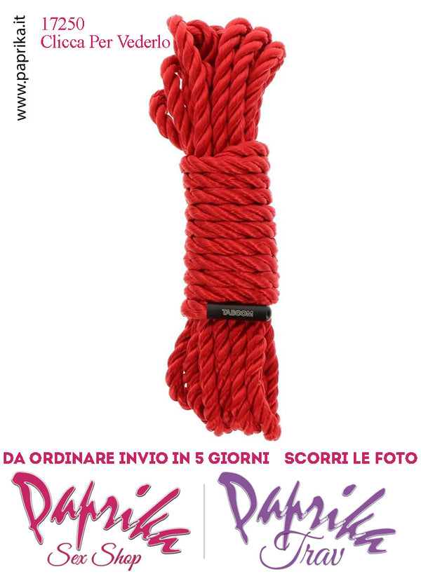 Corda Bondage Shibari Sintetica Morbida Delicata Rosso 5 Metri Ø 7 mm
