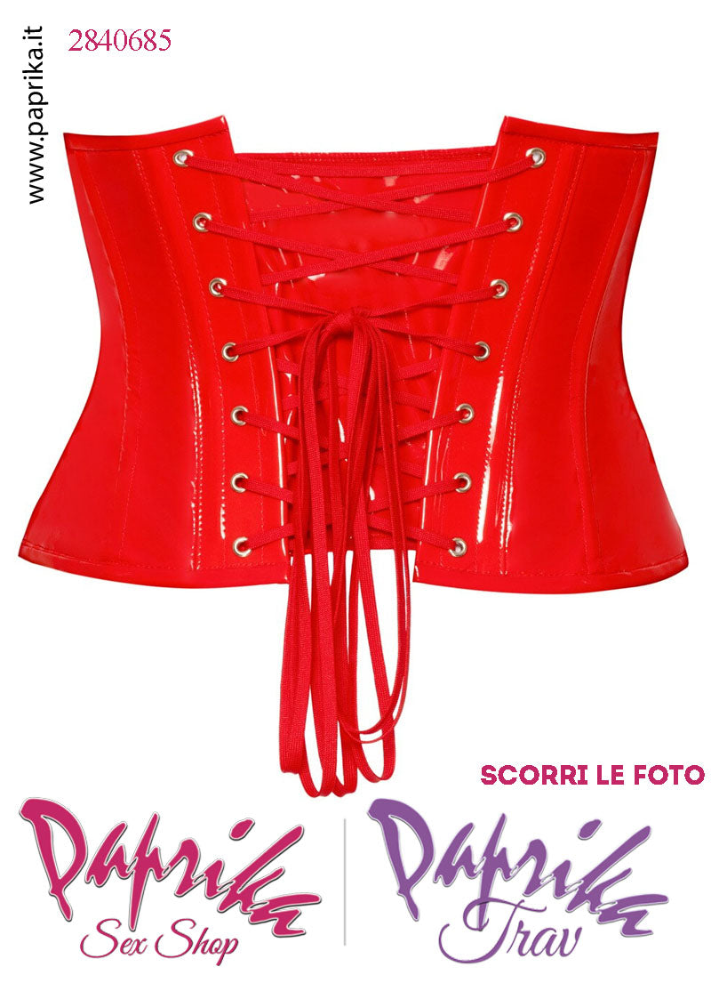 Stringivita Corpetto Basso Rosso Vernice Lucida Cerniera Anteriore (Copia)