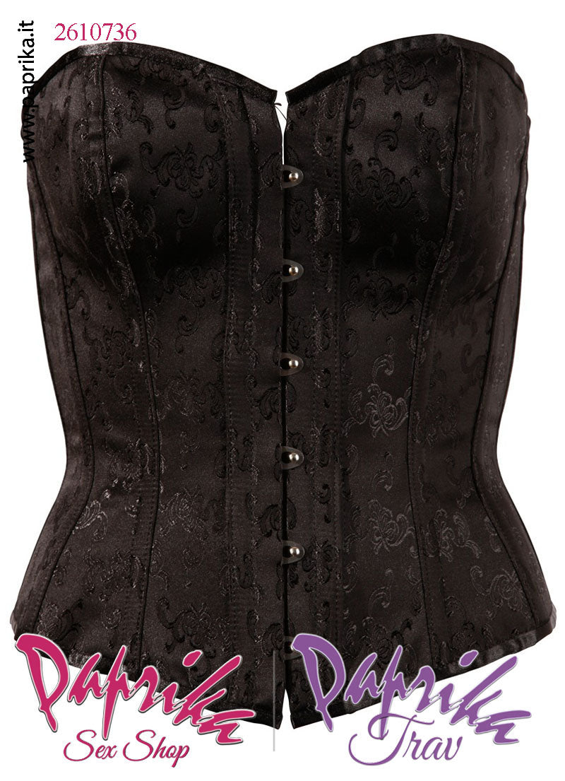 Corsetto Alto Raso Broccato Chiusura Anteriore Allacciatura Posteriore