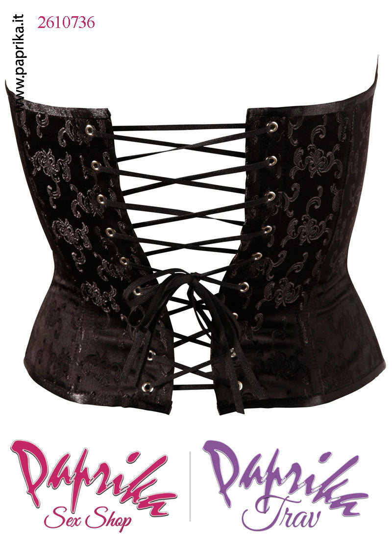 Corsetto Alto Raso Broccato Chiusura Anteriore Allacciatura Posteriore