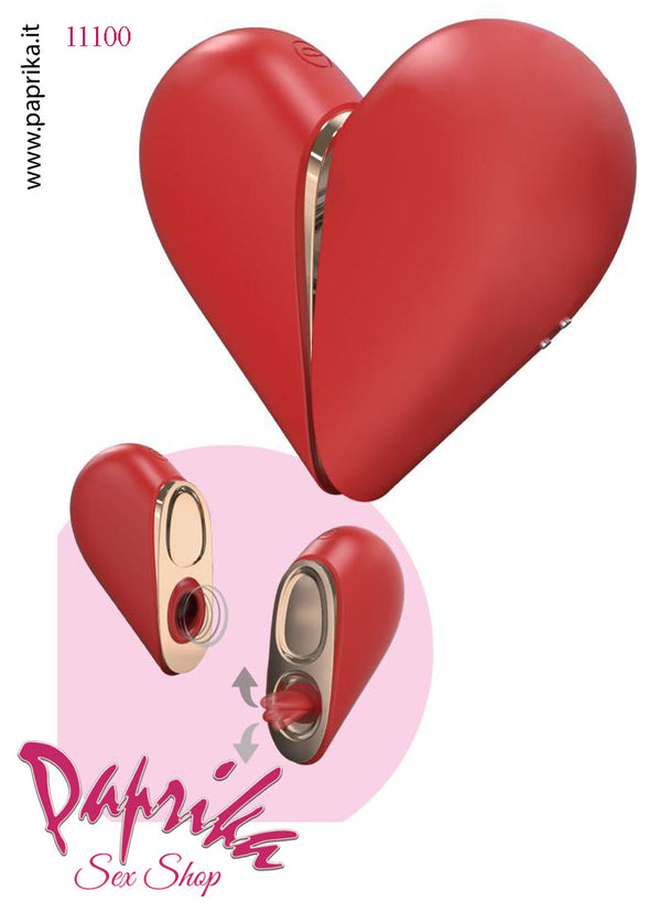 Cuore Separabile Succhia Clitoride & Lingua Vibrante Silicone