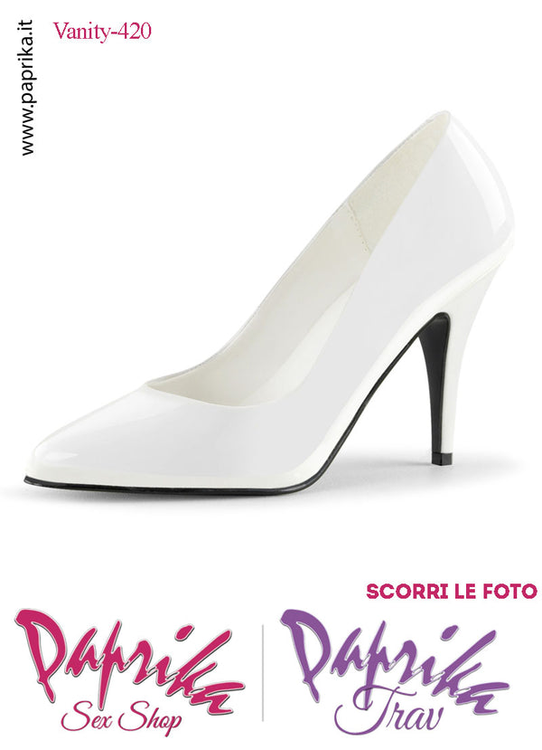 Décolleté Sexy Vernice Lucida Rossa Tacco 10.2 Largo Senza Zeppa