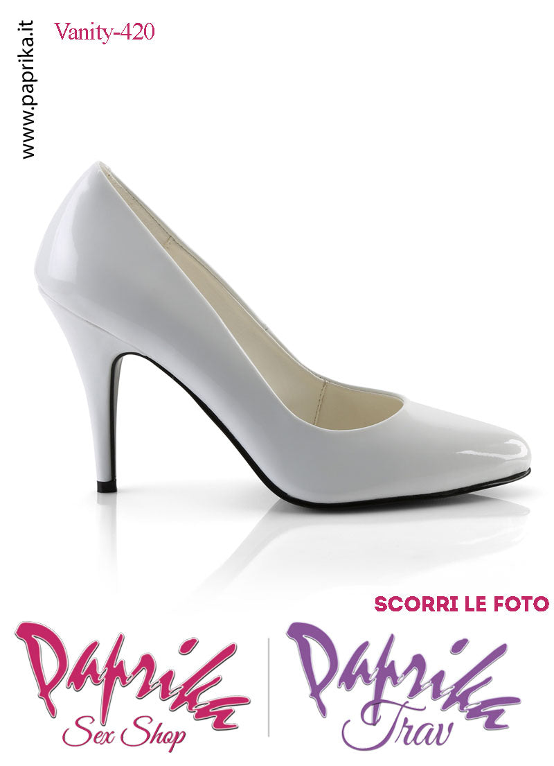 Décolleté Sexy Vernice Lucida Rossa Tacco 10.2 Largo Senza Zeppa