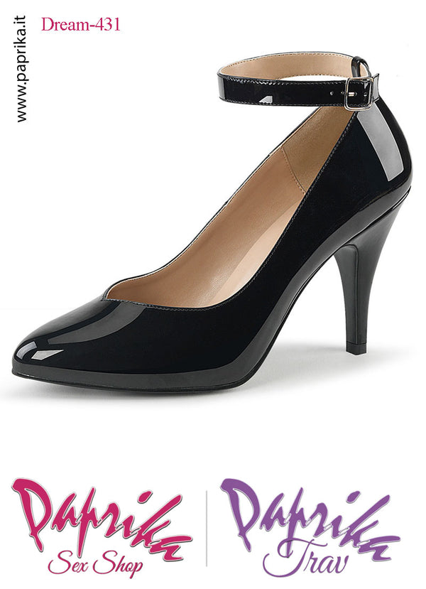 Décolleté Sexy Vernice Lucida Tacco 10.2 Senza Zeppa Cinturino Caviglia