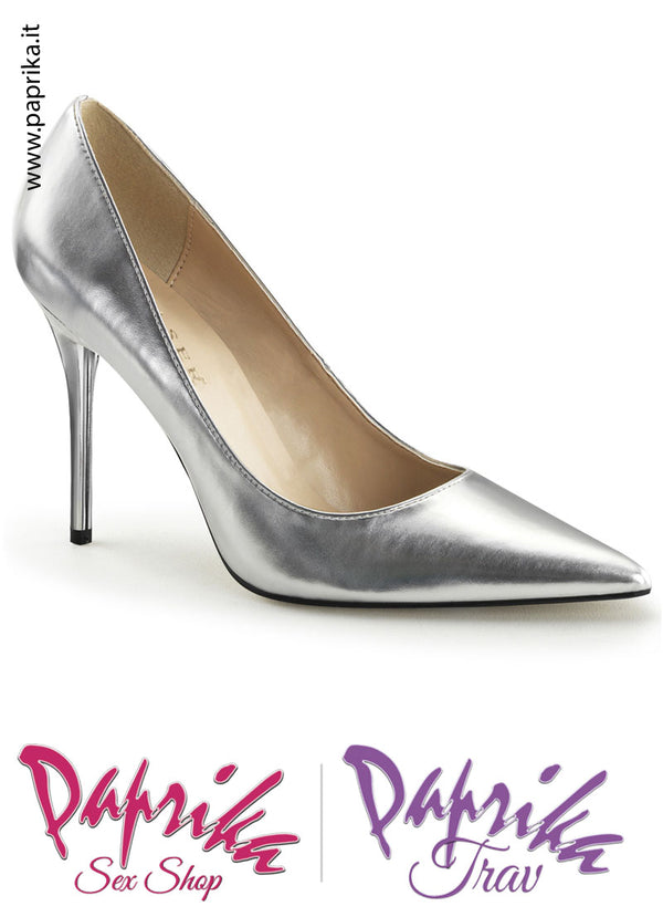 Décolleté Sexy Ecopelle Metallizzata Tacco 10.2 Sottile Senza Zeppa