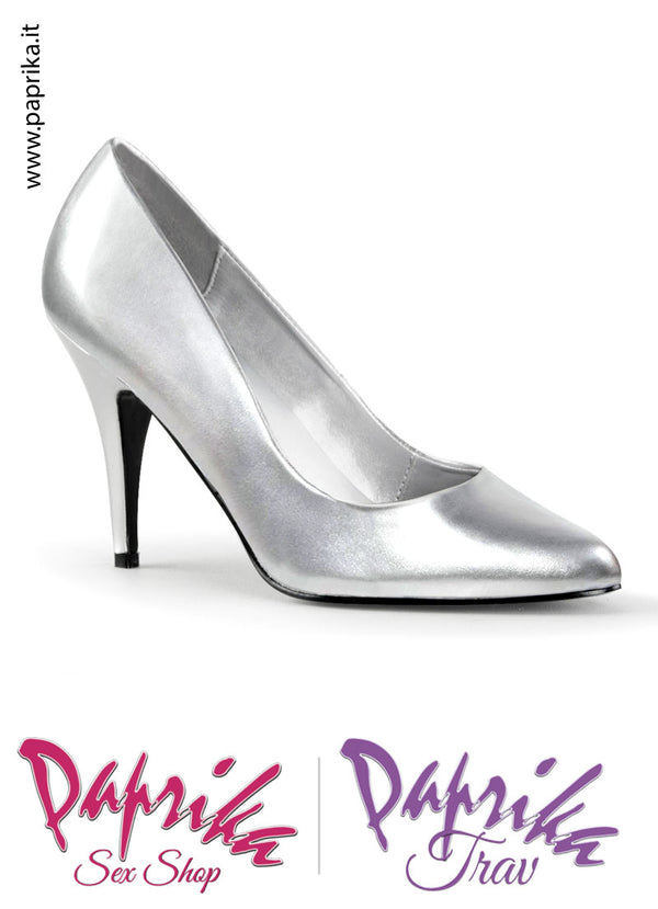 Décolleté Sexy Ecopelle Metallizzata Argento Tacco 10.2 Largo