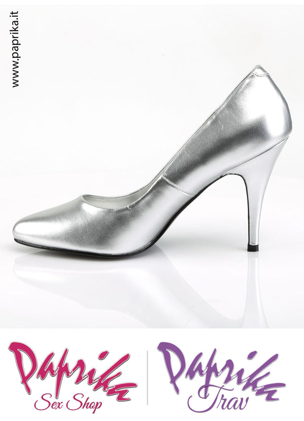 Décolleté Sexy Ecopelle Metallizzata Argento Tacco 10.2 Largo